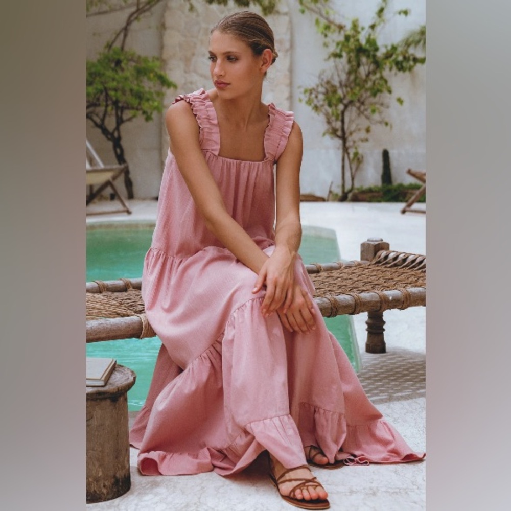 NEW NWT BALI LANE la palma maxi dress in pink size XL Extra Large Linen